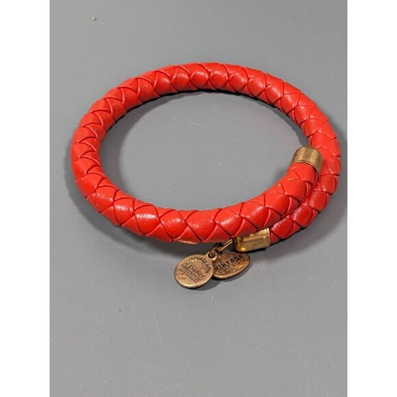 Alex Ani Orange Braided Leather Wrap Bracelet 7 inch - Picture 1 of 8